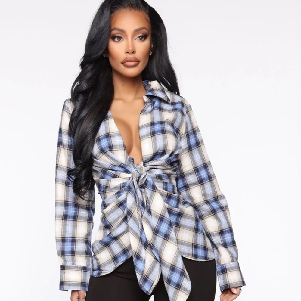 Blue plaid shirt
